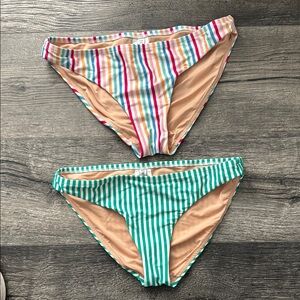 J Crew Striped  Bikini Bottoms, bundle of 2